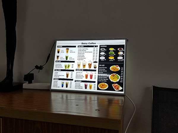 hộp đèn siêu mỏng để bàn quảng cáo