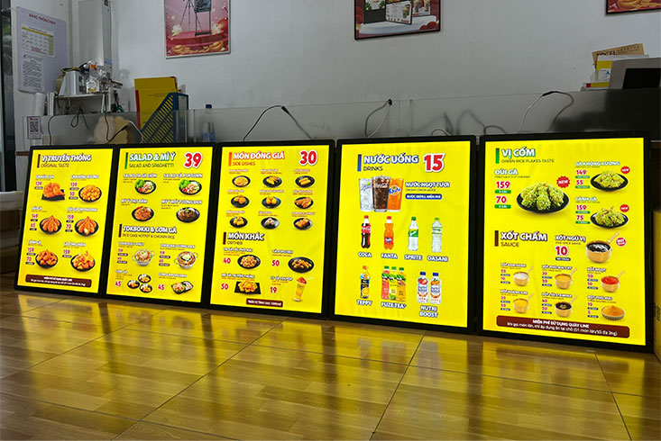 Tranh điện 60x80cm nắp hít màu đen làm menu