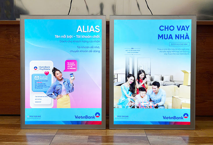 Hộp đèn siêu mỏng nắp hít cho Ngân hàng VietinBank