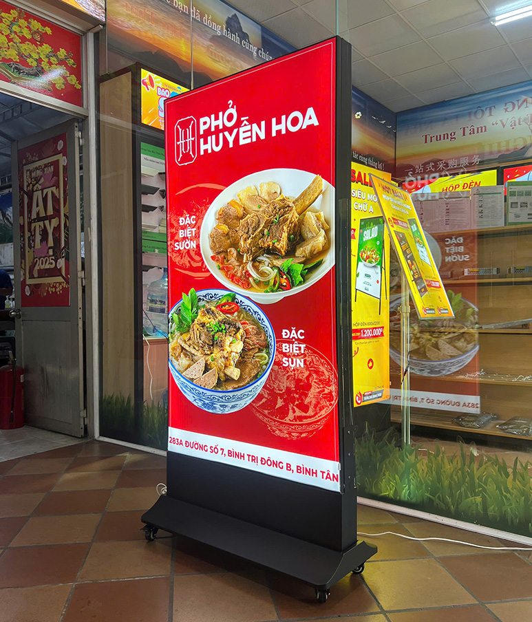 Hộp đèn không viền nhét ron hai mặt chân đứng 80x140cm 2