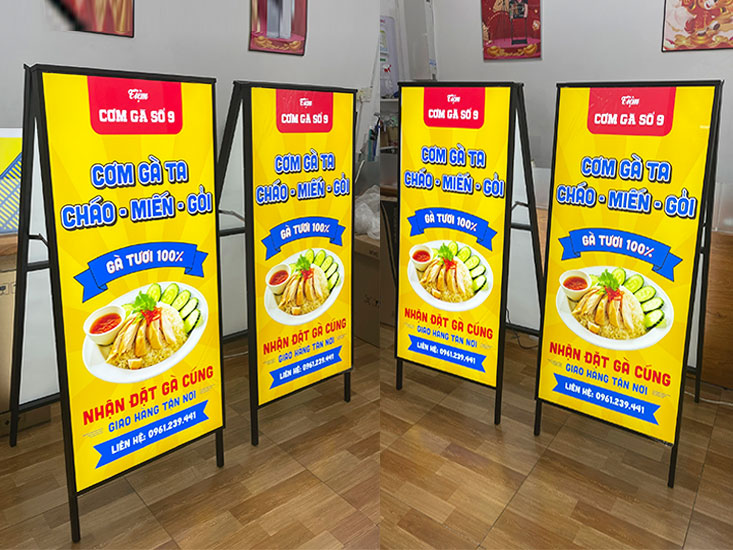 tranh điện chân đứng chữ A 2 mặt 60x120cm làm menu