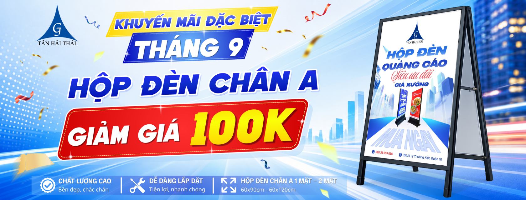 chương trình ưu đãi tháng 9 dành cho hộp đèn tranh điện siêu mỏng Tân Hải Thái